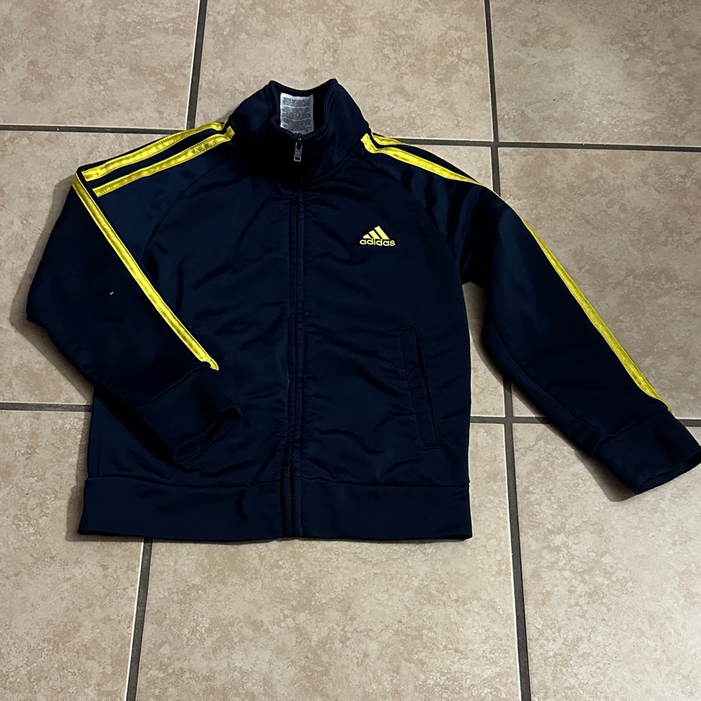adidas Kids Track Jacket - Dark Blue and Neon Yellow
